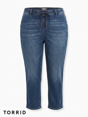 Torrid Capri Jeans Womens 4S Plus Short Blue Denim Premium Stretch Pull On Crop